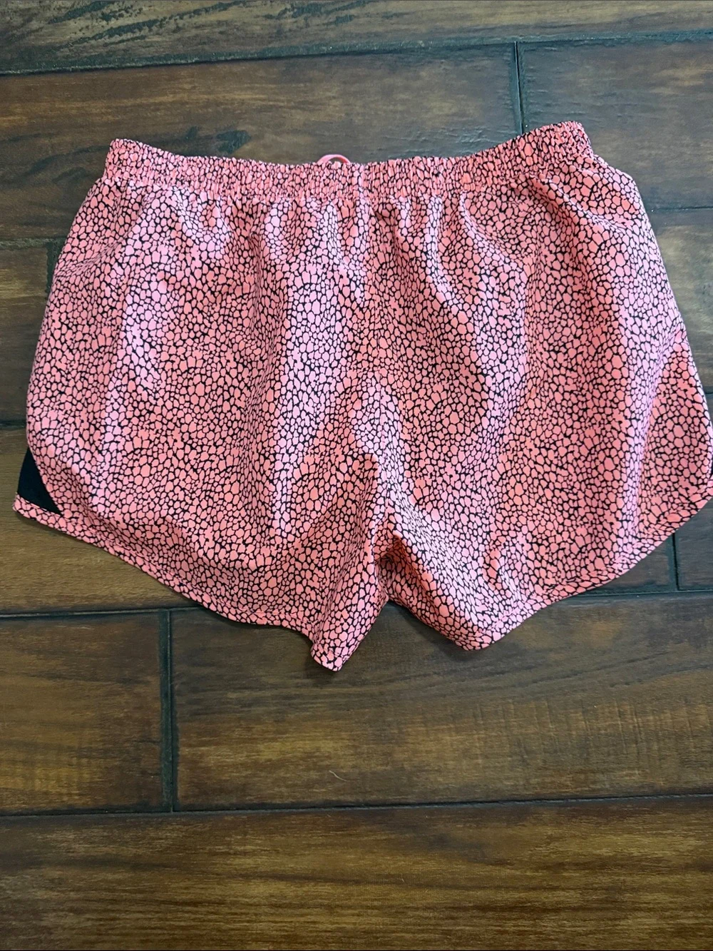 Nike Coral Printed Athletic Shorts with Black Panels